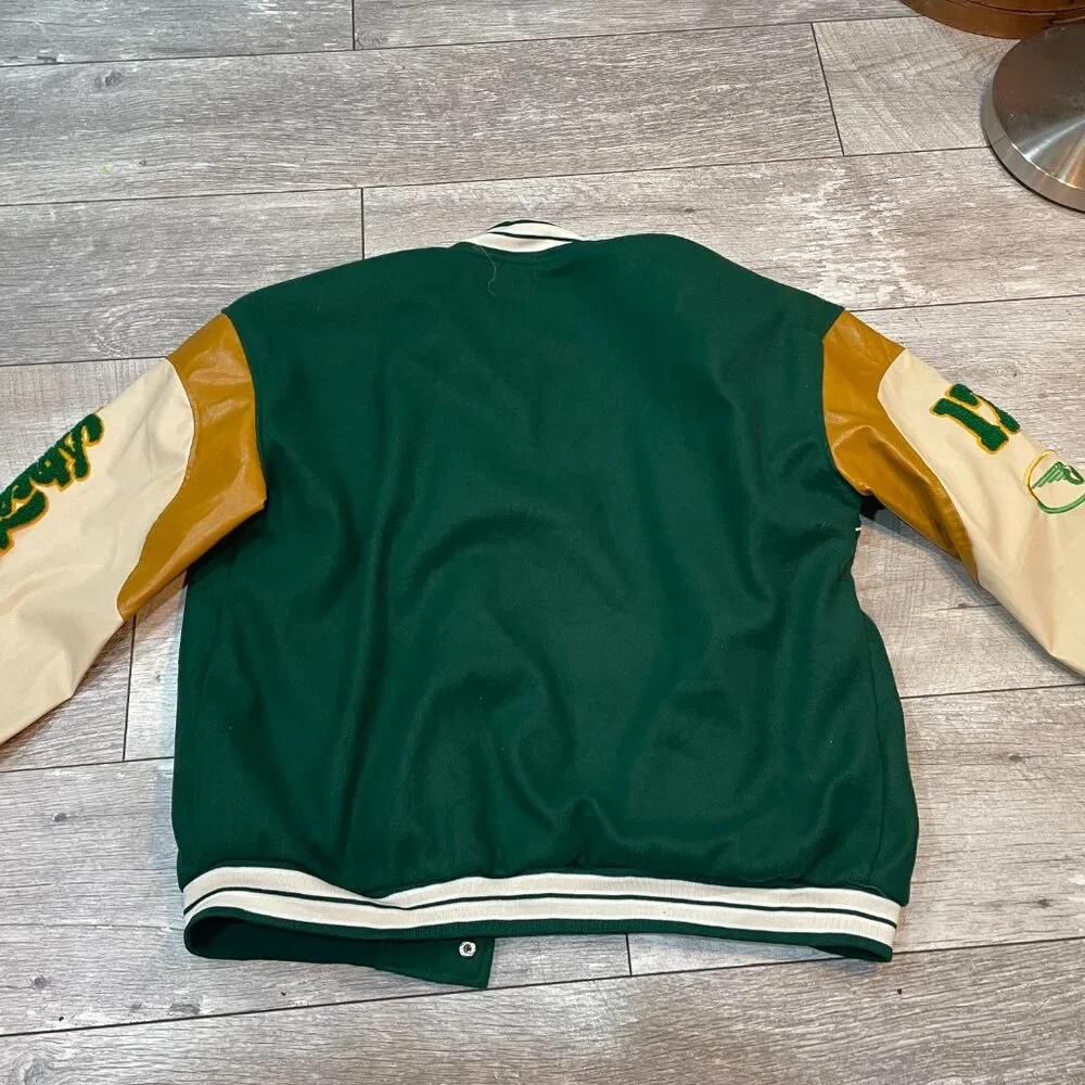Aelfric Eden San Francisco Authentic Varsity Jacket Green Cream Embroidered XL - Picture 7 of 11